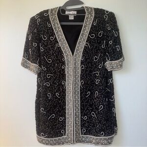 Laurence Kazar Silk beaded Top sz large